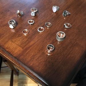 Various rings, sizes vary. 925 sterling silver.